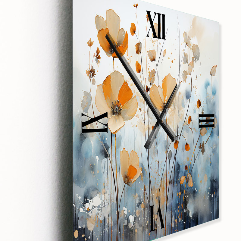 Horloge murale orange et bleu, Très grand