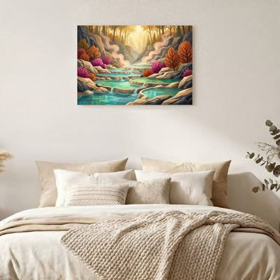 Art mural sur toile Gallery Wrap pour le salon, la chambre à coucher, le bureau ou le vestibule - décoration murale décorative avec ruisseau de montagne