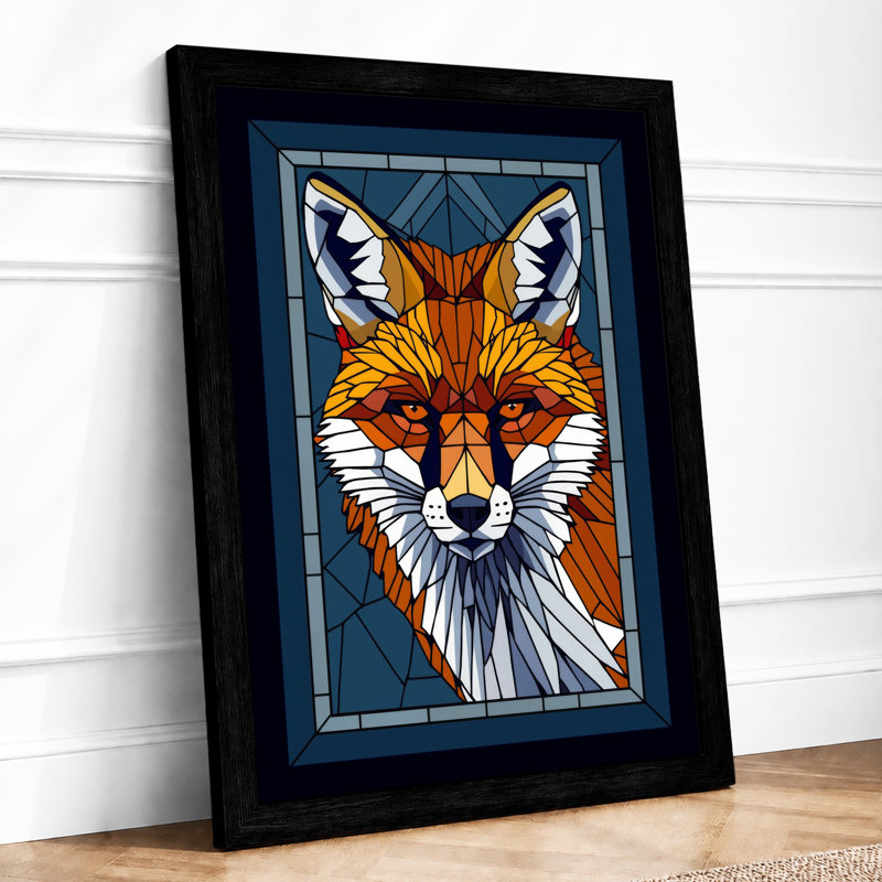 Geometric Fox Icon Art Deco - Print, A1 - 84.1 x 59.4 cm, Black
