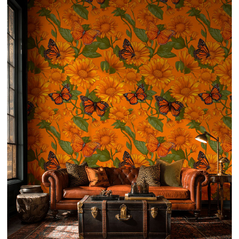 Papier peint floral, décoration murale moderne et vibrante