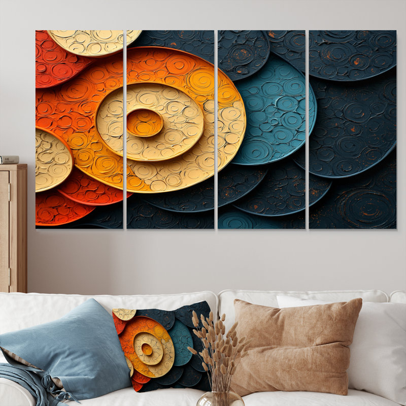 Éclipse géométrique de biomorphisme géométrique IV - art mural abstrait en spirale - art mural moderne pour le salon, 4