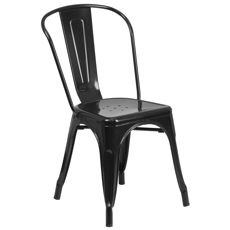 Metal Indoor-Outdoor Table Set, Black, 5, 29.5"H x 31.5"W x 63"D