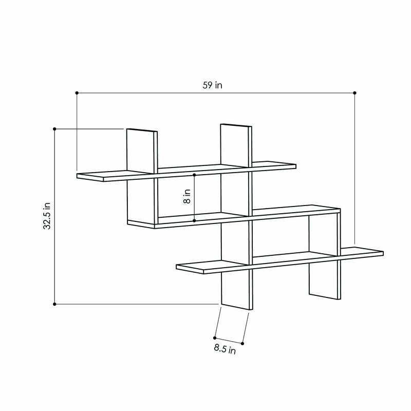 Damean 82 cm H x 150 cm W Particle Board Geometric Bookcase