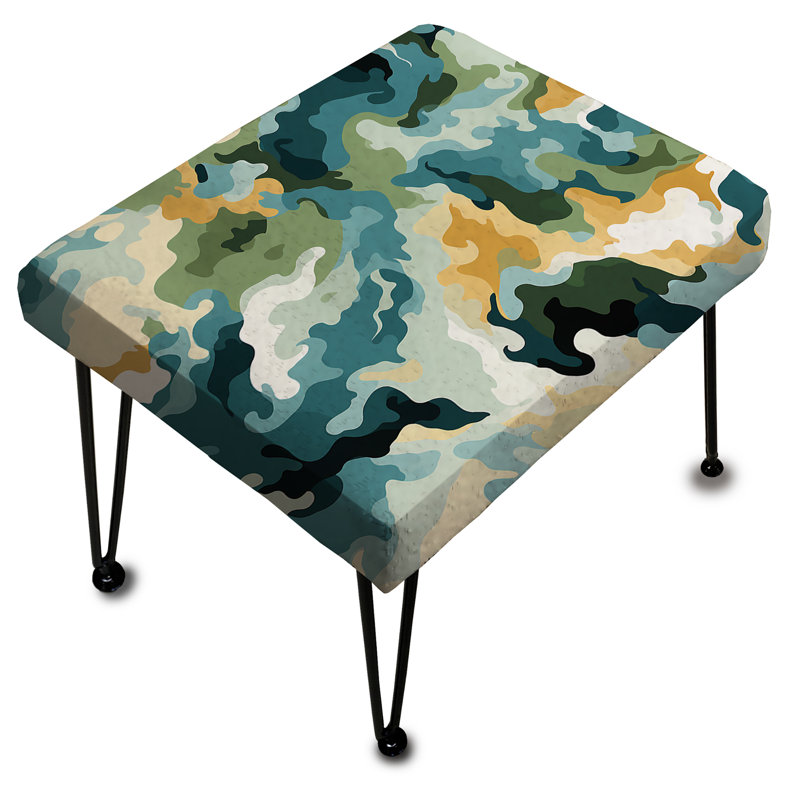 Repose-pieds artistique vert et bleu Camouflage