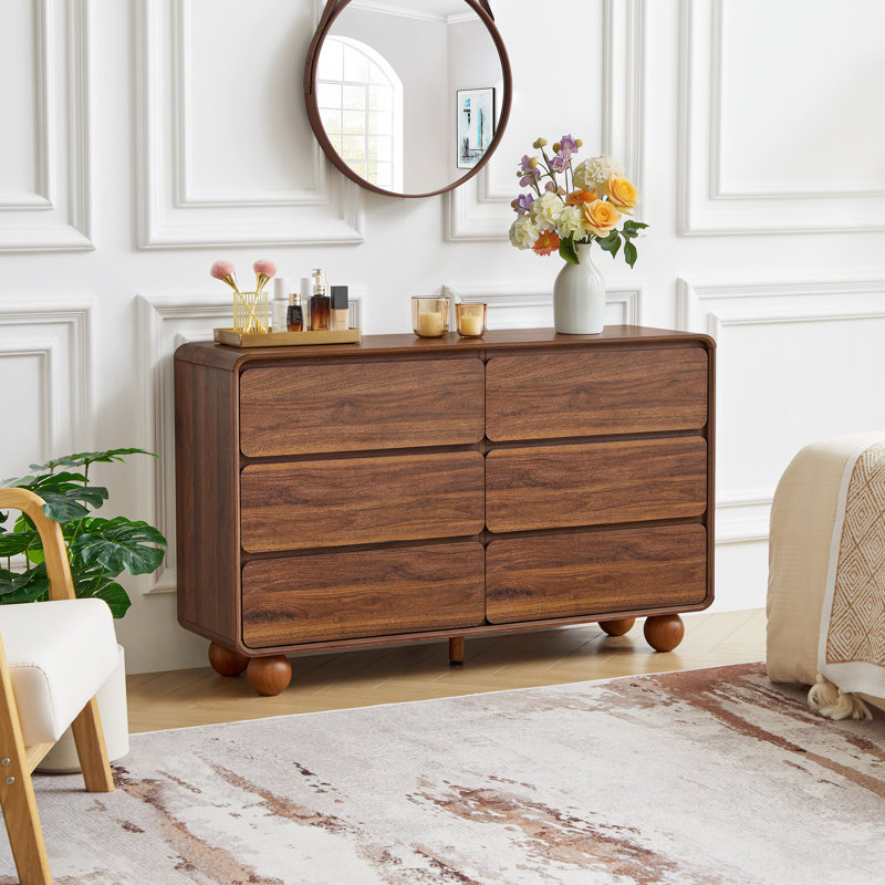 6 Drawer 47.24'' W Accent Chest, Walnut