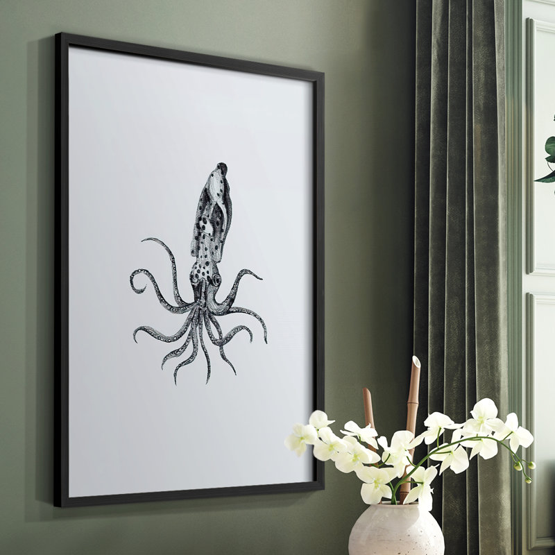 Marine Life II, reproduction encadrée - bois massif, Noir, H 28 po x l 22 po