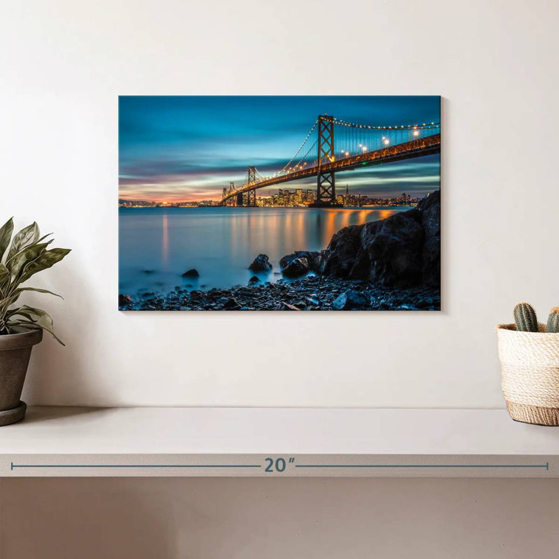 Lilie Oakland Bay Bridge au crépuscule, H 8 po x l 12 po