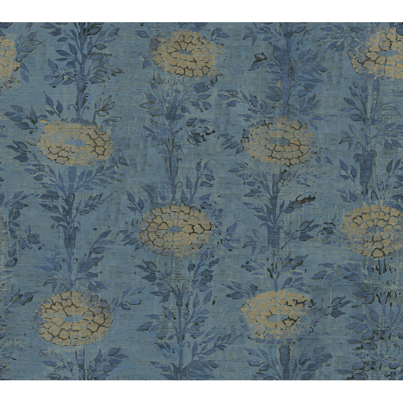 Rouleau de papier peint French Marigold L 27 pi x l 27 po, Bleu / doré