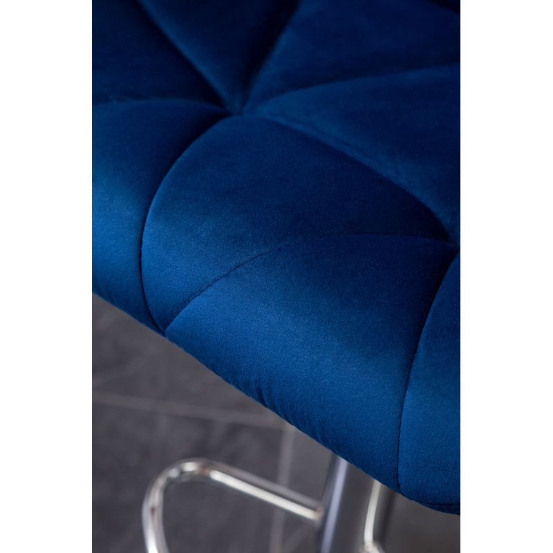 Tabouret de bar Breni Velvet Diamond, Bleu