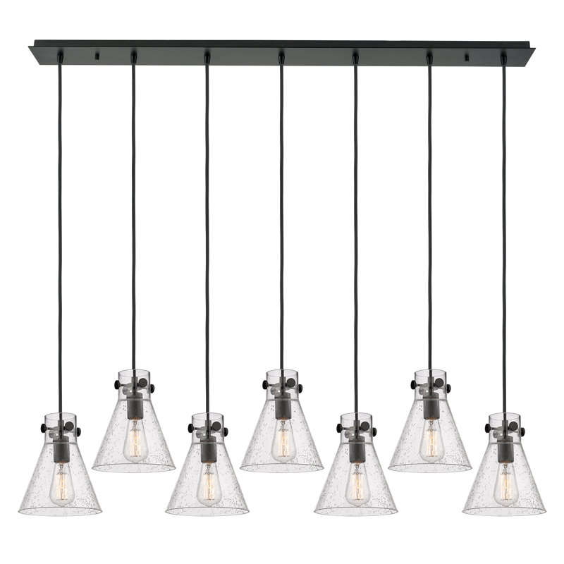 Luminaire suspendu conique à 7 lumières Amrith, Bullé, Noir mat