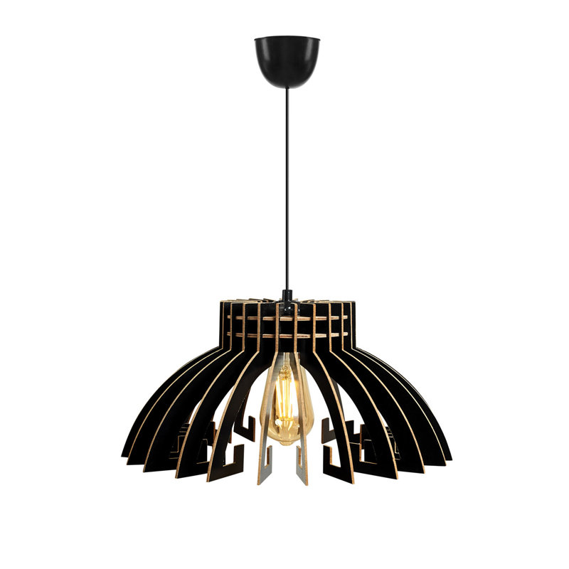 Élégant lustre couronne noire, hauteur réglable, 21,7 po x 15,4 po | Corps en panneau de fibres à densité moyenne massif, douille E27 (40 W maximum) | Parfait pour la décoration intérieure scandinave moderne, solution d'éclairage élégante et fonctionnelle