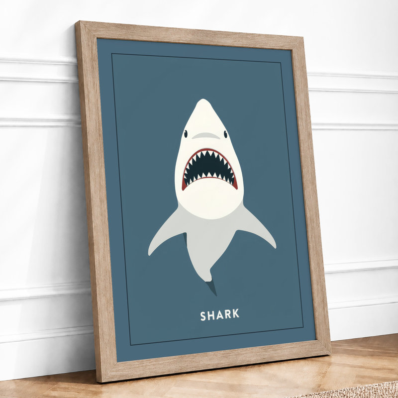 Shark Minimalist - Print, Oak, A4 - 29.7 x 21.0 cm
