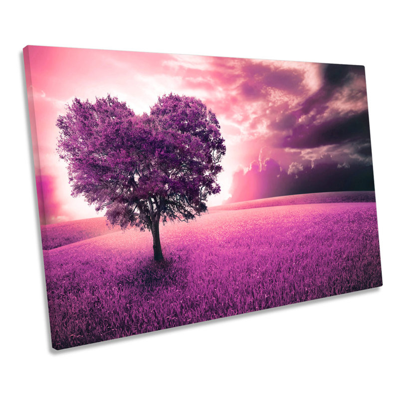 Love Heart Tree Pink - Wrapped Canvas Print, 30.5cm H x 45.7cm W x 2cm D