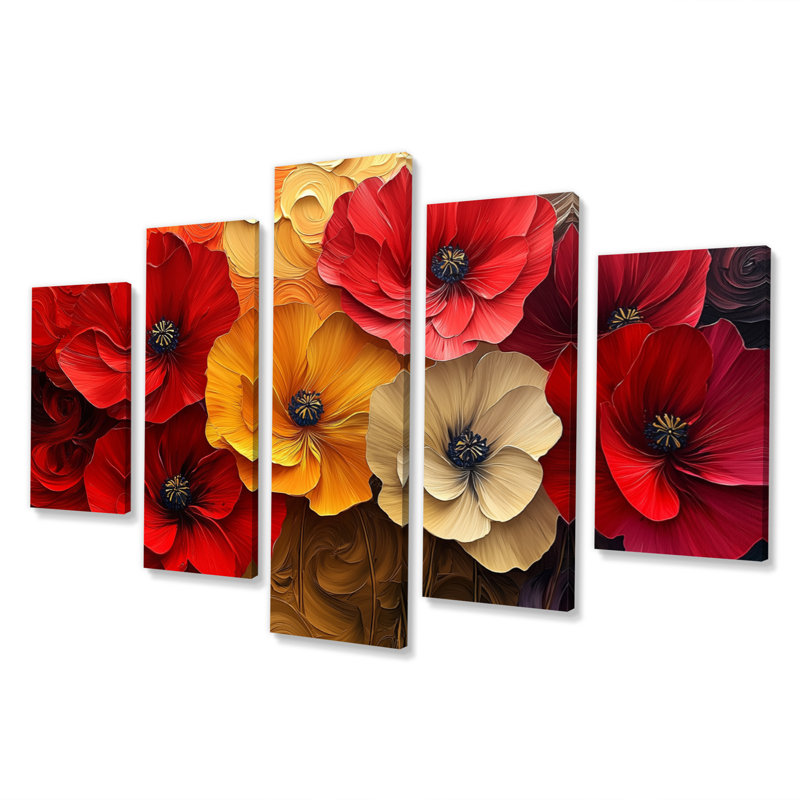 Crimson Serenity of Vibrant Red Poppies I - - Décoration murale coquelicots - - Art traditionnel traditionnel diamant