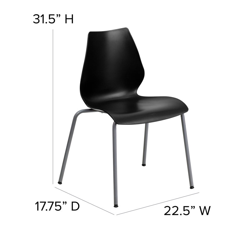 Oliverson Modern Plastic Contoured Stacking Lobby Chairs, Black
