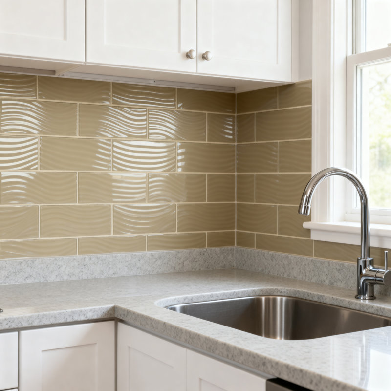 Pacific 4 in. x 12 in. Textured Glass Straight Edge Subway Decorative Kitchen & Bathroom Wall Tile, Rye