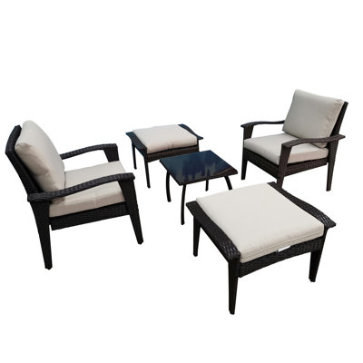 Chaise longue de patio avec housses ajustables et lavables à la machine, siège confortable, coussins amovibles