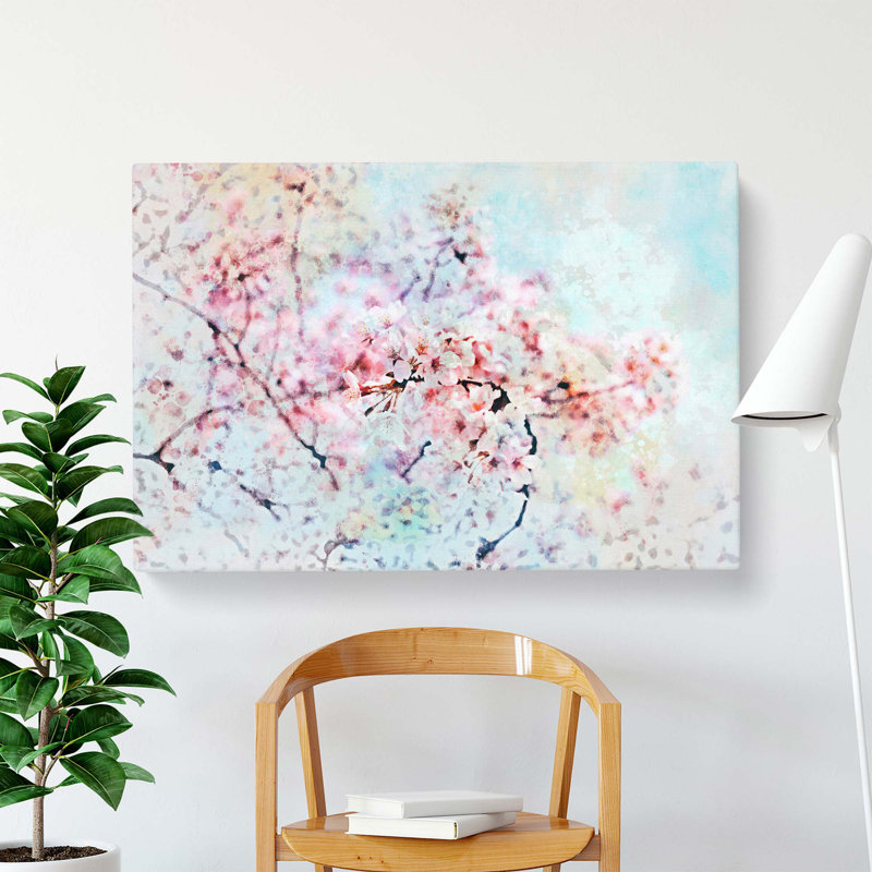 Japanese Cherry Tree in Pink - Wrapped Canvas, 35.6 cm H x 50.8 cm W