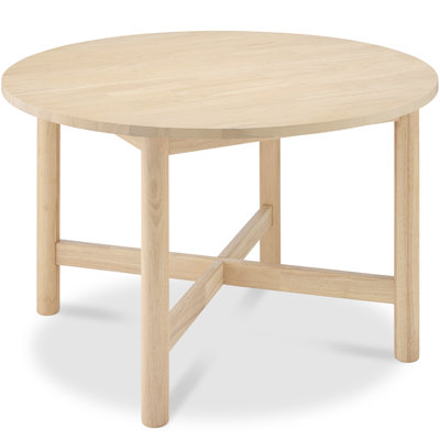  47In Round Solid Wood Dining Table, Modern Farmhouse Table For 4, Space Saving, Easy Assembly - Natural