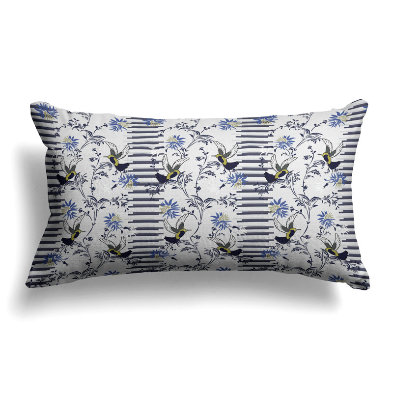 Coussin décoratif Songbird Flora Parade, Bleu / blanc