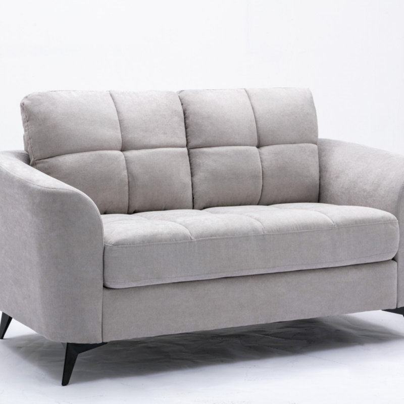 Mashad Loveseat, Upholstered Sofa with Metal Legs, Light Gray, 35" H x 60" W x 33" D