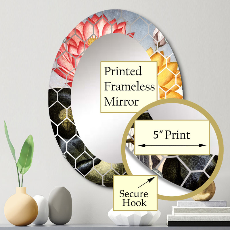 Fleurs rétro II - miroir mural traditionnel, 30 po x 20 po