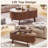 Lift Top Coffee Table with Storage, 40 Inch Modern Fluted Convertible Table with Hidden Compartments for Living Room, Walnut-1561644237