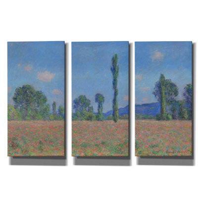 « Champ de coquelicots, Giverny » de Claude Monet, triptyque mural, 152 x 102 cm
