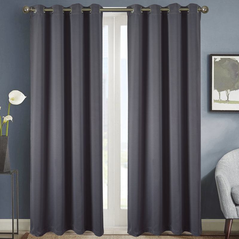 Room Darkening Grommet Single Curtain Panel, Charcoal