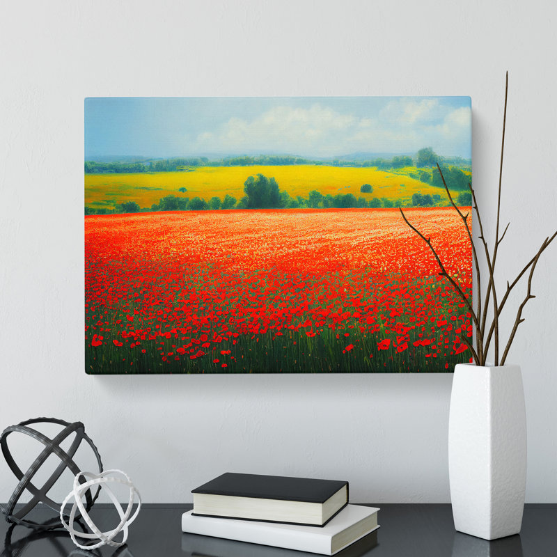 Head Turning Poppies Flowers - Wrapped Canvas, 35cm H x 50cm W x 3cm D