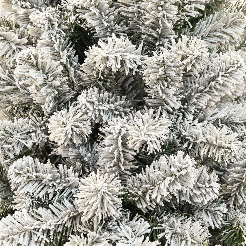  Pre-Lit Artificial Flocked Pine Christmas Tree With Warm White Lights, 8'