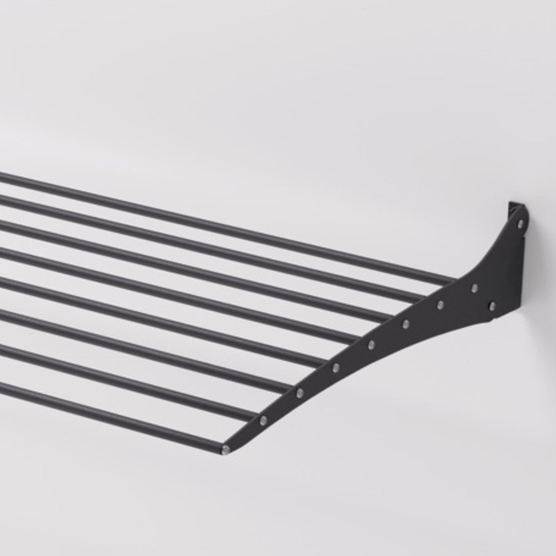 Foxydry Fold Black Aluminum Foldable Wall-Mounted Drying Rack, 57cm H x 120cm W x 50cm D