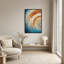 Tableau abstrait en mosaïque en spirale bleue et orange sur toile-1753630186