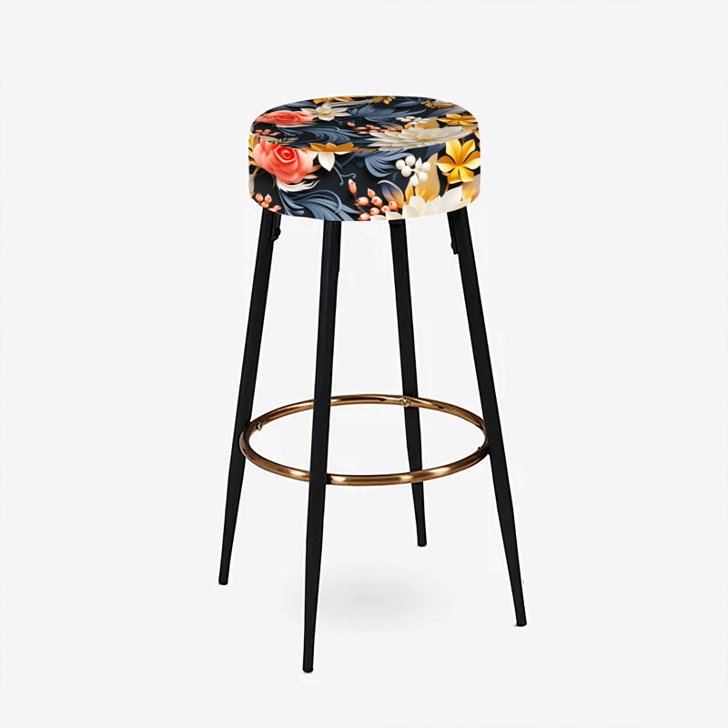 Motif de plantes multicolores - ensemble de 2 tabourets floraux