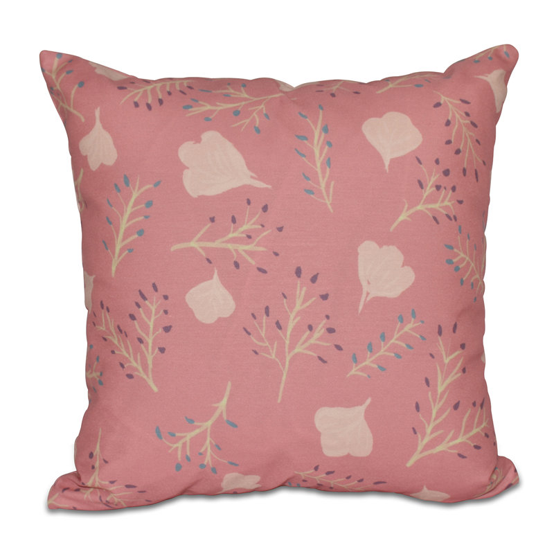 Botanical Blooms Floral Reversible Throw Pillow, 16" H x 16" W, Coral