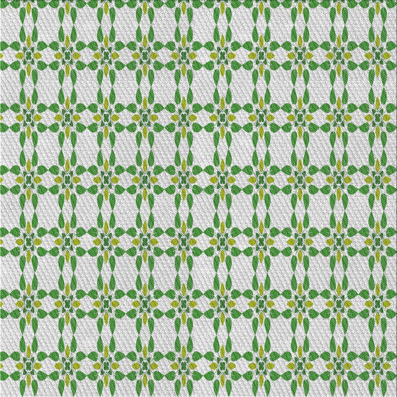 Tapis vert/blanc tissé à la machine, Carré 6 pi