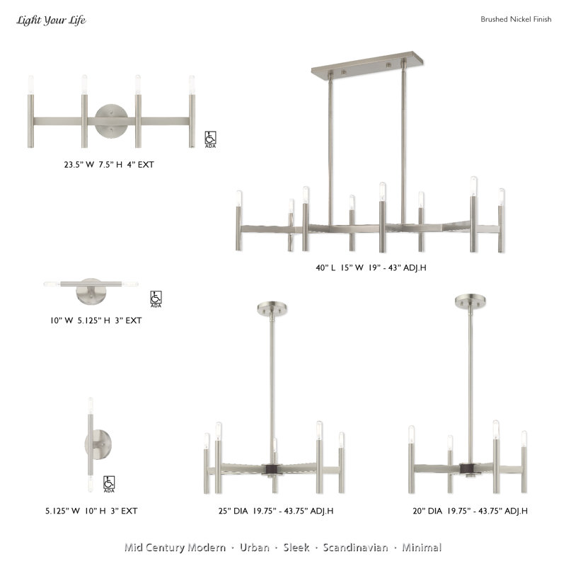 Nickel 4-Light Adjustable Dimmable Vanity Light Fixture