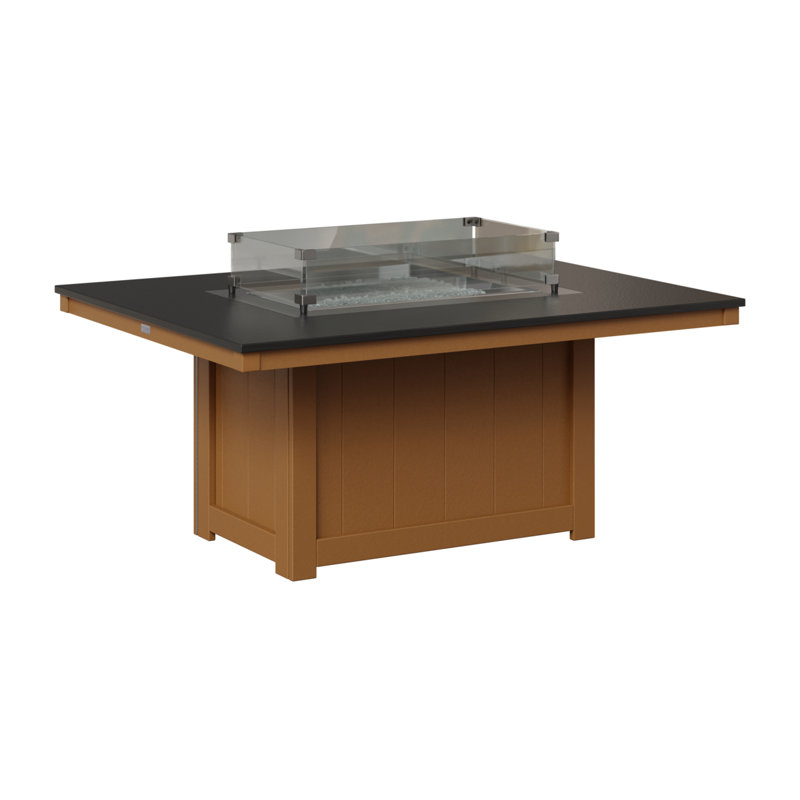 Foyer de table rectangulaire Berlin Gardens Donoma, Plateau martelé noir avec base en cèdre