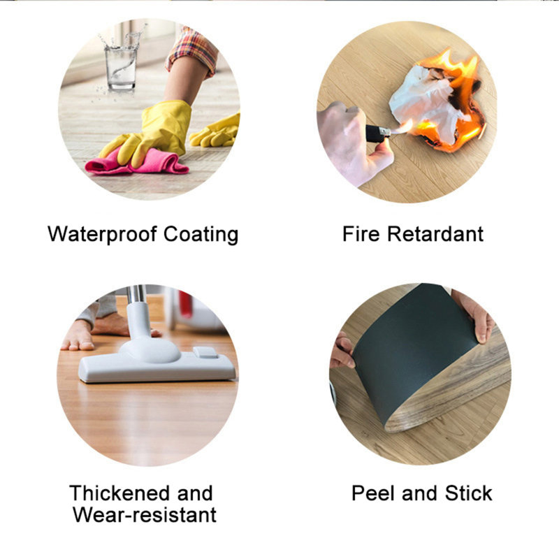 10 PC 6 Inches * 36 Inches W59 PVC Floor Wood Grain Self-Adhesive Easy To Use Suitable For Home Floor