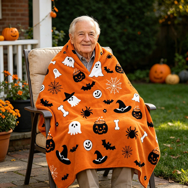 Couverture en molleton imprimé Halloween, L 51,18 po x l 39,37 po