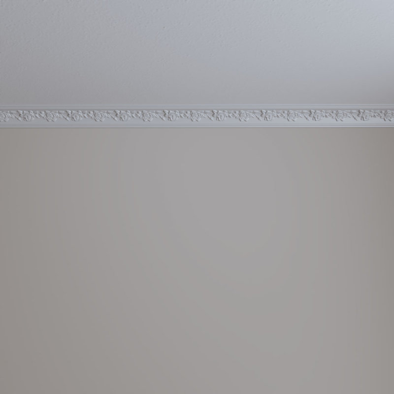 White Urethane Running Rose Crown Moulding 94 1/2"