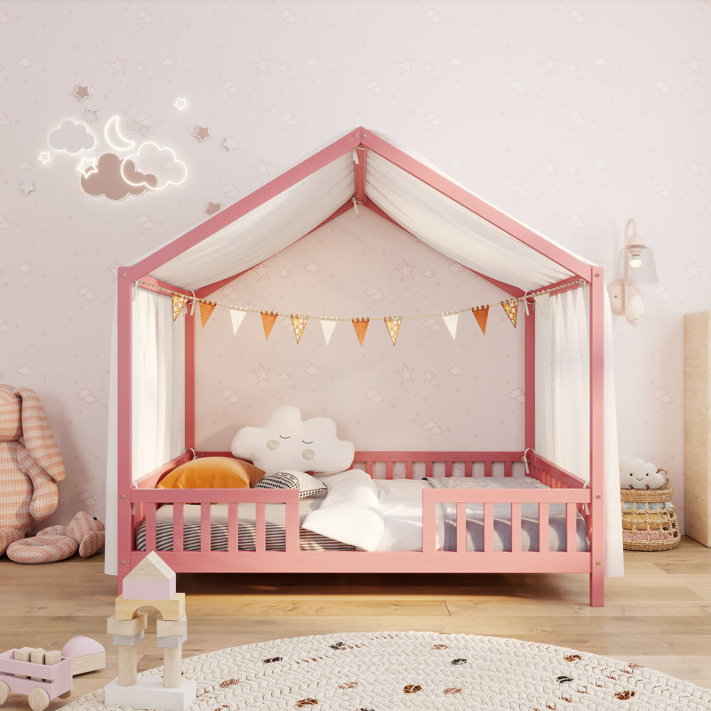 Lit sur pied Montessori, Lit double, Rose