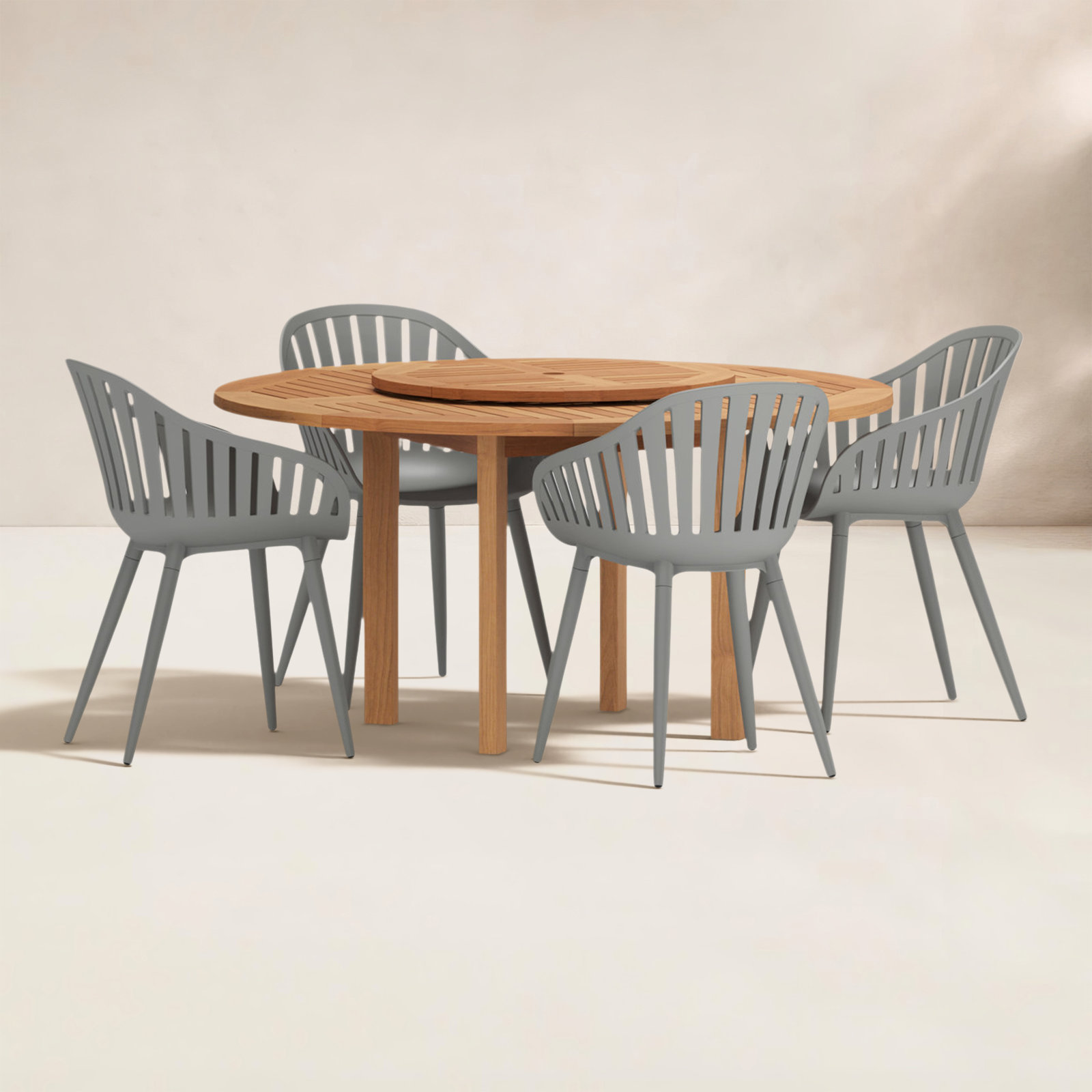Anautica 59" Eucalyptus Patio Dining Set, Grey