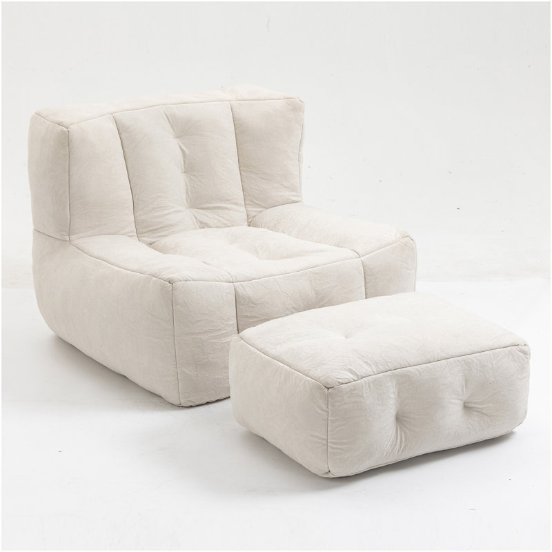 Bean Bag Chair, Comfortable Bean Bag For Adults, Super Soft Lazy Sofa Chair With Memory Foam And Ottoman, Indoor Modern Focus Bean Bag Chair For Living Room, Bedroom, Apartment