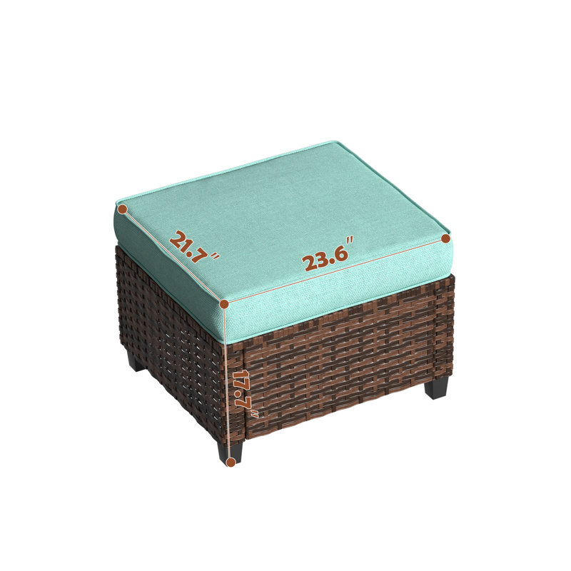 Repose-pieds Mashawna avec coussin Sunbrella®, Bleu, Brun