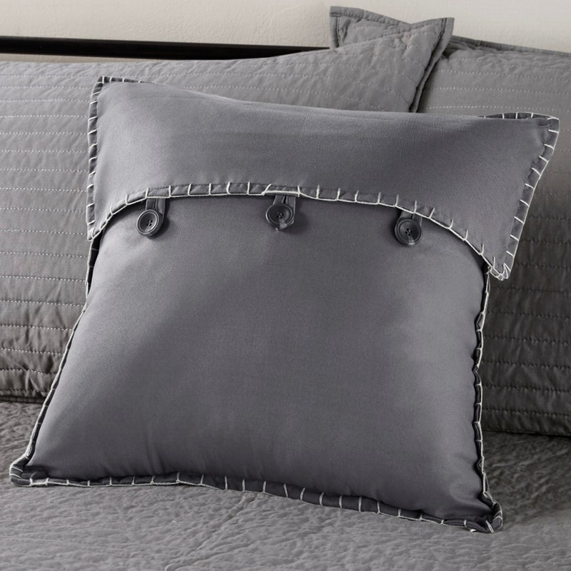 6 Daybed Cover In Grey - Reversible Plaid Print With Cover, , 3 Shams, And Decorative Pillow 90% Cotton, 10% Other Fiber Filling, Spot Clean 6 Piece 17-Inch Drop , Cotton Blend Fabric