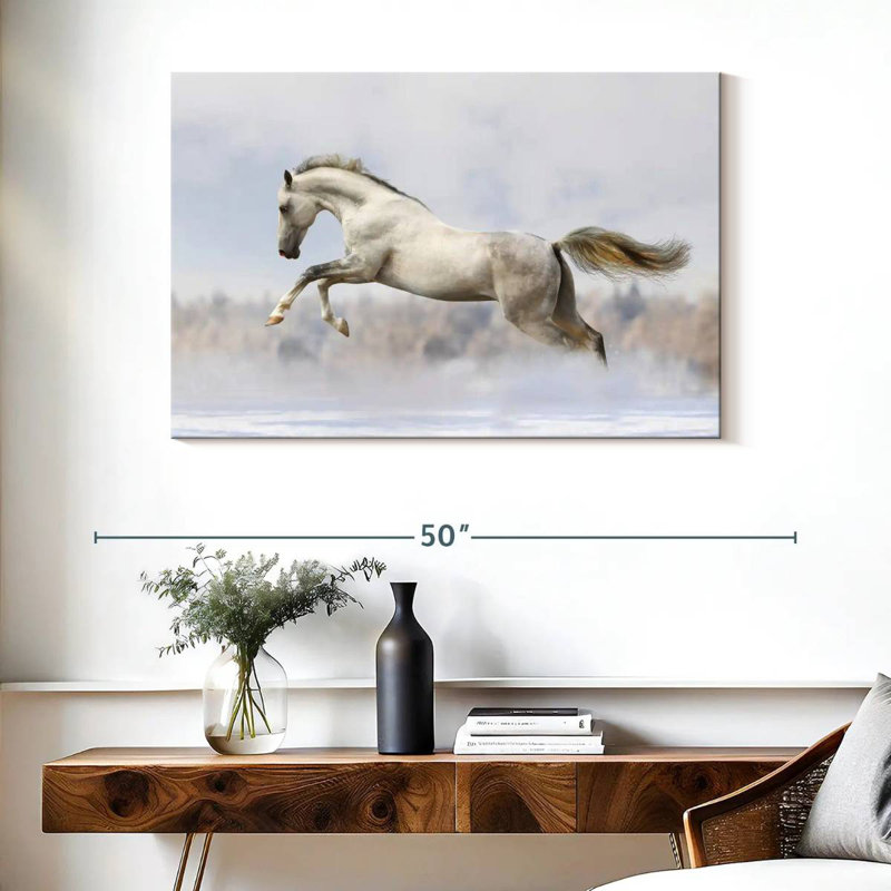 Brampt Jumping White Stallion, 26" H x 39" W