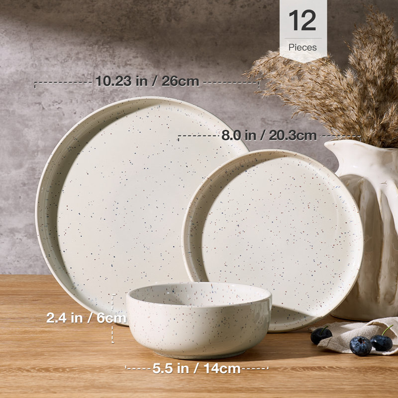 Service de table 12 pièces Meteor, blanc crème, Blanc crémeux