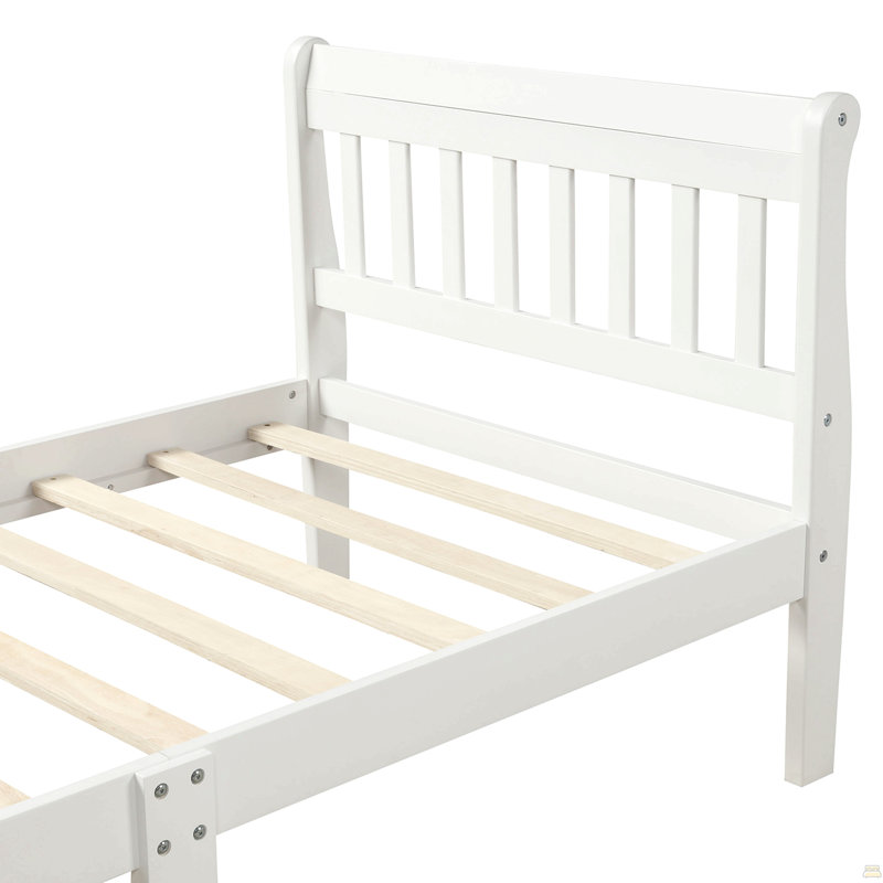 Lit plateforme avec base de lit en bois et lit à panneaux, Blanc