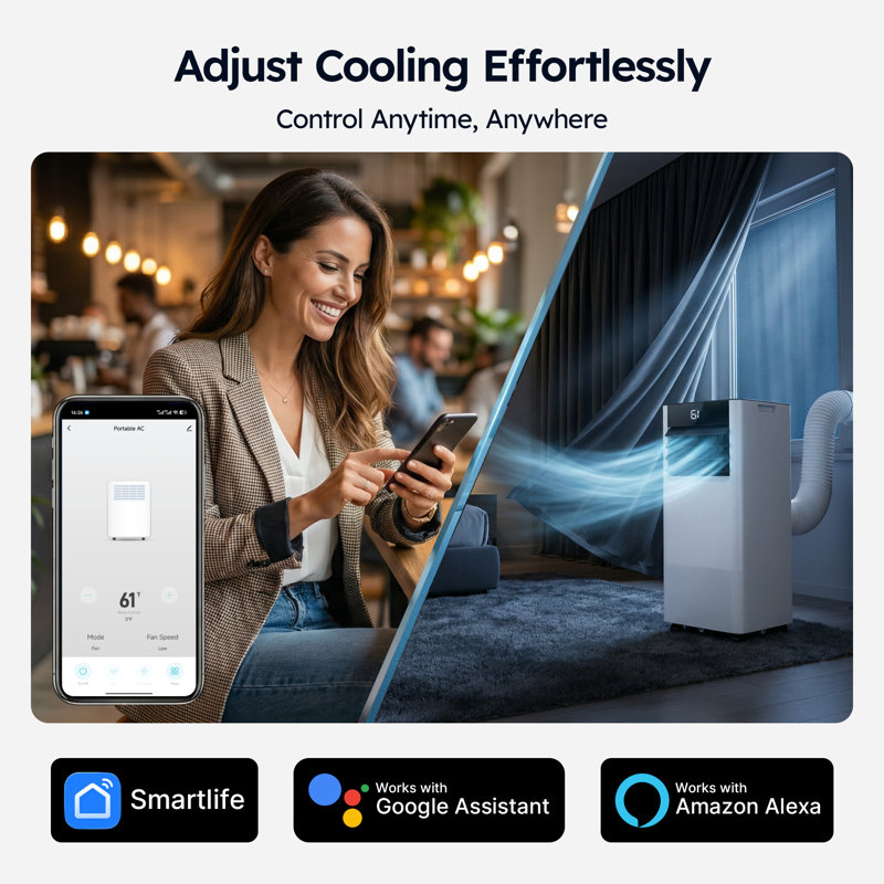 Simzlife 10,000 (Doe) Btu Portable Air Conditioner 350 Sq. Ft. With Dehumidifier With Remote In White, 10000